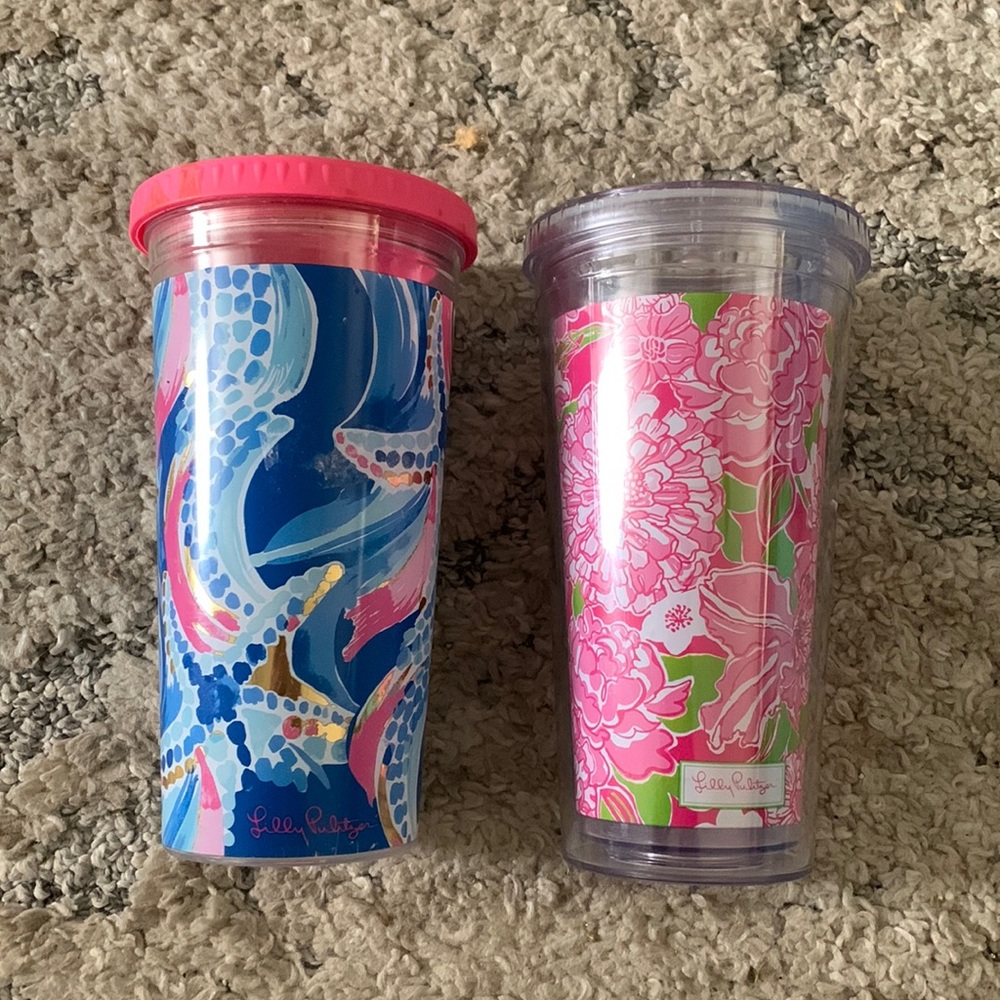 Lilly Pulitzer Blue and Pink Tumbler Set